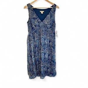 NWT Jonathan Martin Blue Sleeveless Bubble Hem‎ Dress 100% Silk Sz 10 V-Neck